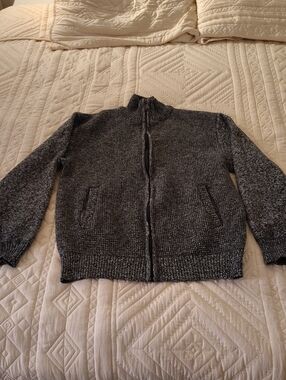 Men's Zip-Up Knit Cardigan Sweater - Charcoal Gray